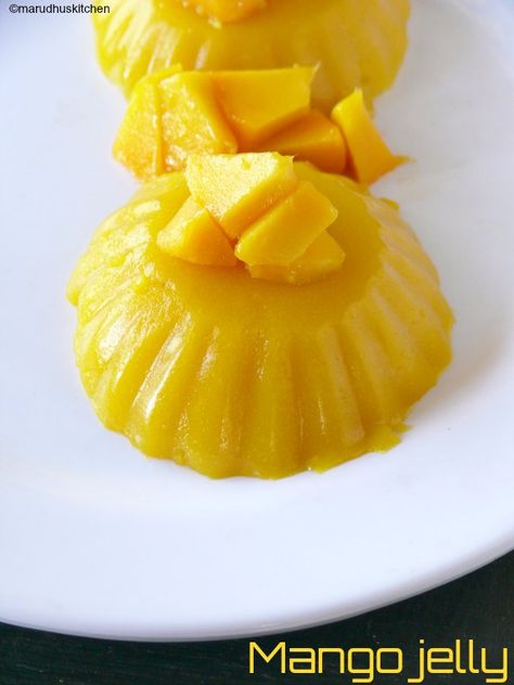 #mango jelly Mango Jelly, Jelly Chocolate, Jelly Desserts, Chocolate Candy Recipes, Simple Dessert, Candy Recipe, Indian Dessert, Fruit Salads, Mango Puree