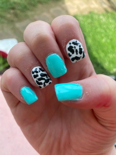 Country Acrylic Nails, Rodeo Nails, Cow Print Nails, Western Nails, Cute Summer Nail Designs, Teal Nails, Country Nails, Cute Country, Cow Nails