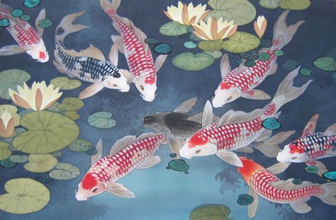 Lahaina Galleries - Fine Art Galleries & Online - Eternal Happines Ceramic Panel, Japanese Tile, Japanese Koi Fish, Mosaic Ceramic, Japan Painting, Japanese Fish, Printed Tile, Fish Wall Decor, Carpe Koi