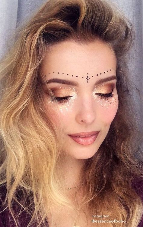 Coachella Make-up, Bohemian Makeup, Festival Makeup Tutorial, Hippie Makeup, Coachella Makeup, Festival Makeup Rave, Freckles Makeup, Festival Make Up, Festival Makeup Glitter