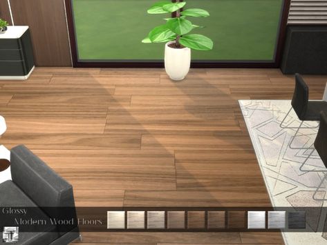 .Torque's Glossy Modern Wood Floor Sims 4 Cc Walls And Floors, Modern Wood Floor, Modern Wood Floors, Sims 4 Floor, Wall Types, Sims Interior, Resource Furniture, Sims 4 Kitchen, Sims 4 Tsr