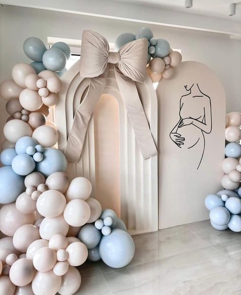 Fancy Baby Shower, Gender Reveal Party Ideas, Reveal Party Ideas, Gender Reveal Baby Shower Themes, Bow Garland, Classy Baby Shower, Idee Babyshower, Bow Baby Shower, Gender Party