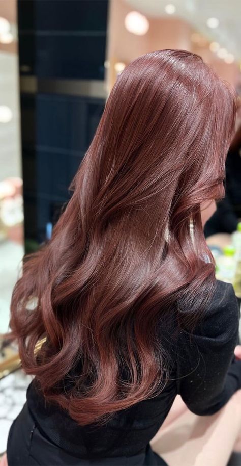 Radish Brown Hair Color, Ruby Brown Hair, Dark Ruby Red Hair Color, Global Color Hair, Chesnutt Brown Color Hair Straight, Hair Color Coffee Brown, Hair Colour Trend 2024, Best Hair Colour For Brown Skin, Hair Color Ideas For Cool Skin Tones