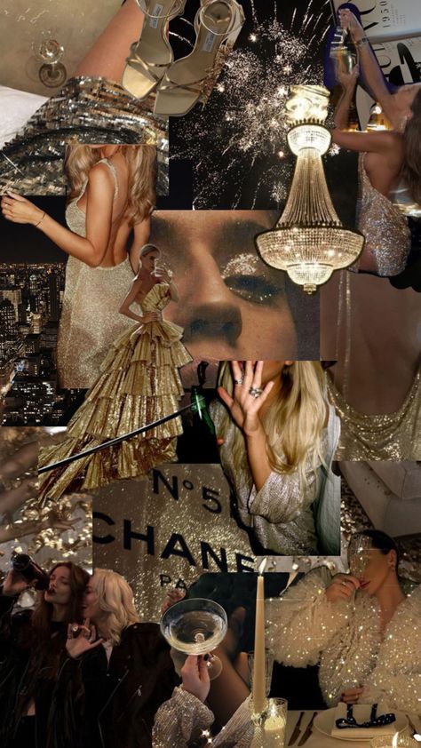 luxury party gossip girl golden aesthetic collage 18th Party Themes, The Thousandth Floor, Nye Aesthetic, Gossip Girl Party, Gold Theme Party, Collage Party, Gossip Girl Vibes, 21 Dinner, Golden Aesthetic