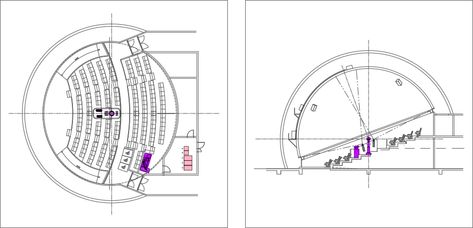 Sphere Architecture, Architecture Dimensions, Astronomy Museum, Theatre Plan, Living Bridge, Planetarium Architecture, Solar System Images, Theater Plan, Cinema Idea