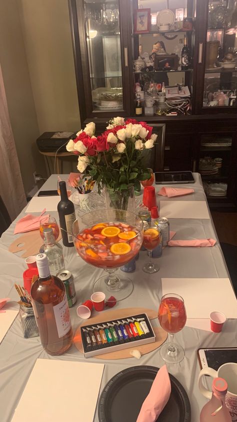 #party #paintnight #girlsnightinpartyideas #aesthetic #birthdaypartyideas #birthdayparty #tabledecor Paint Night, Table Set Up, Night Table, Paint And Sip, Summer 24, Birthday Bash, Birthday Parties, Mood Board, Table Settings