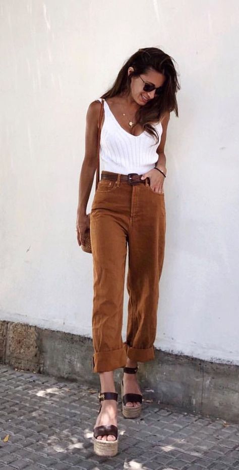 Brown Pants, Mode Inspo, Casual Fall Outfits, Looks Style, Mode Inspiration, Outfit Casual, Looks Vintage, Street Styles, Outfits Casuales