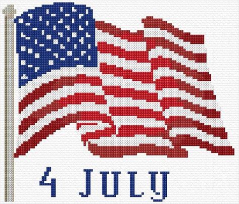 Flag Cross Stitch Pattern, American Flag Cross, Cross Stitch Calculator, Flag Cross Stitch, Unicorn Cross Stitch Pattern, Independence Day Celebration, Blackwork Embroidery, Flag American, Personalized Cross