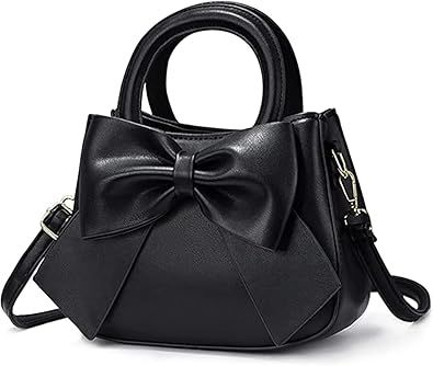 Tas Bahu, Women Crossbody Bag, Bow Decor, Black Purse, Ladies Clutch, Leather Crossbody Purse, Small Handbags, Cute Bows, Shoulder Purse