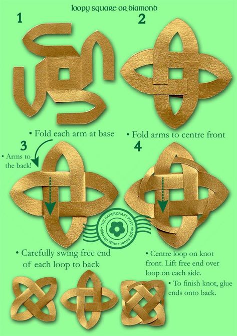 The Papercraft Post: Foldable Celtic Knot Embellishments Crafts Flowers Paper, Paper Crafts Step By Step, Paper Crafts For Kids Easy, Paper Crafts Flowers, Friendship Symbol Tattoos, Crafts For Kids Easy Paper, Celtic Crafts, Diy Christmas Paper, Celtic Christmas