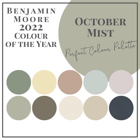 2022 Colour of the Year: October Mist - Perfect Colour Palettes - Claire Jefford Benjamin Moore Paint Colours, October Mist, French Country Color Palette, French Country Colors, Painted Kitchen Tables, Palladian Blue, Best White Paint, House Color Palettes, Paint Colors Benjamin Moore