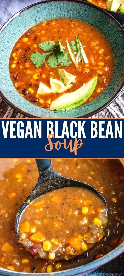 Easy Vegan Black Bean Soup Recipe | (From Scratch) Vegan Black Bean Soup, Healthy Salsa, Growing Up Black, Osteoporosis Diet, Vegan Bean Recipes, Bean And Vegetable Soup, Black Bean Soup Recipe, Beans Beans, Soups Recipes