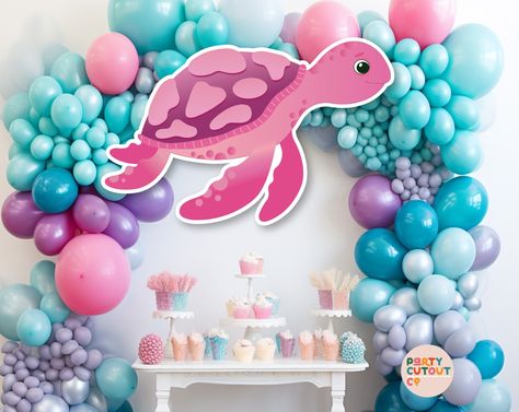 BIG CUTOUT Under the Sea Party Pink Turtle Cutout Ocean Decoration Ocean Turtle Under the Ocean Party Decor Life Size Cutout Standee Turtle by PartyCutoutCo on Etsy Turtle Party Decorations, Turtle Birthday Party, Turtle Birthday Parties, Turtle Theme, Pink Turtle, Ocean Turtle, Turtley Awesome, Life Size Cutouts, Turtle Decor