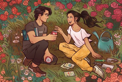 art by eklixio Draw The Couple, The Bride Test, Helen Hoang, The Kiss Quotient, The Love Hypothesis, Bookish Art, Love Hypothesis, Books Fanart, Book Fan Art