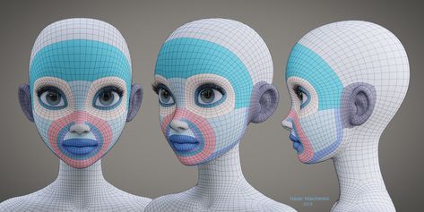 Face topology Face Topology, Faces Reference, 3d Karakter, Character Turnaround, Character Model Sheet, Cartoon Faces, Character Wallpaper, 3d Modelling, Modeling Career