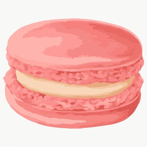 Vectorized hand drawn pink macaron sticker design resource | free image by rawpixel.com / Aew Macaroon Wallpaper, Pink Macaroons, Strawberry Png, Candy Drawing, Macarons Macaroons, Dessert Illustration, Blue Drawings, Ice Cream Theme, Peach Cake