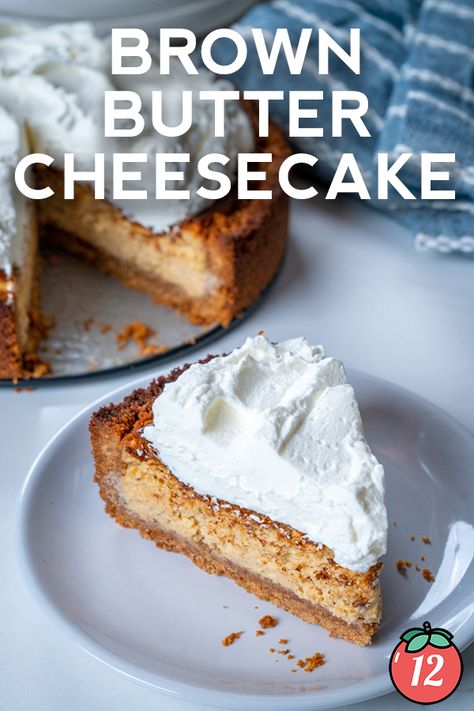 Classic cheesecake just got even better. Browned Butter Cheesecake, Brown Butter Cheesecake Recipes, Brown Butter Cheesecake, Baked Sweets, Classic Cheesecake, 12 Tomatoes, Bobby Flay, Butter Cheese, Cream Cheese Recipes