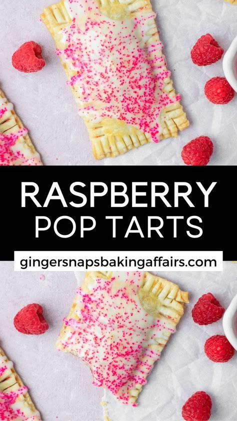 Homemade Pop Tarts Recipe, Poptart Recipe, Fruit Pastries, Tart Filling, Raspberry Recipes, Vanilla Glaze, Breakfast Pastries, Flaky Crust, Lemon Raspberry