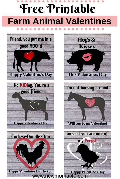 Free Printable Farm Animals, Printable Farm Animals, Horse Valentine, Animals Cards, Free Printable Valentines Cards, Puns Funny, Funniest Valentines Cards, Boyfriend Crafts, Printable Valentines Cards