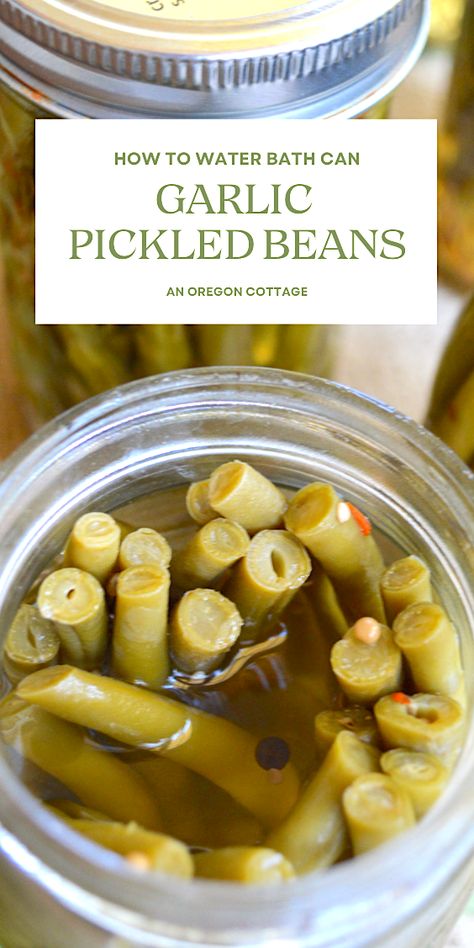 A recipe and tutorial for home canned pickled beans flavored with garlic, mustard seeds, and red pepper flakes (to your taste). These pickled green beans are a perfect balance of spice, salt, and sweet for salads, antipasto plates, appetizers and snacking. Pickled Beans, Antipasto Plate, Pickled Green Beans, Garlic Mustard, Easy Canning, Roasted Tomato Sauce, Vegetable Plate, Canning Food, Pickled Garlic