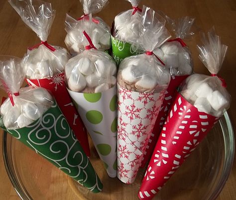 Hot Cocoa Gift Cones Hot Cocoa Gift, Holiday Contest, Cocoa Gift, Clothes Iron, Christmas Staircase, Sweet Trees, Paper Cones, Hot Cocoa Mixes, Cheap Gifts