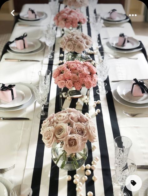 Vintage Chanel Party, Chanel Aesthetic Birthday, Chanel Theme Bridal Shower, Diy Chanel Party Decorations, Chanel Themed Bridal Shower Ideas, Fashion Birthday Party Ideas For Women, Paris Theme Bridal Shower Ideas Decor, Chanel Bday Party Ideas, Chanel Theme Bridal Shower Decor