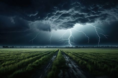 Grey day over field lightning thunderstorm outdoors.  | premium image by rawpixel.com Grass Scenery, Clouds Lightning, Image Cloud, Image Editing, Free Design Resources, Creative Studio, Phone Wallpaper, Photo Image, Grey