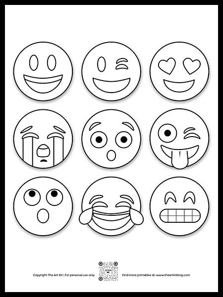 Emoji Crafts For Kids, Emoji Coloring Pages Free Printable, Smiley Face Coloring Page Free Printable, Printable Emoji Faces Free, Emoji Svg Free, Emoji Painting, Free Emoji Printables, Emoji Printables, Emoji Craft