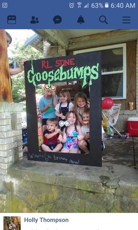 Goosebumps Trunk Or Treat Ideas, Goosebumps Themed Birthday Party, Goosebumps Activities, 90s Halloween Party Decor, Goosebumps Halloween Decorations, Goosebumps Trunk Or Treat, Goosebumps Party Decorations, Goosebumps Decorations, Goosebumps Party Ideas