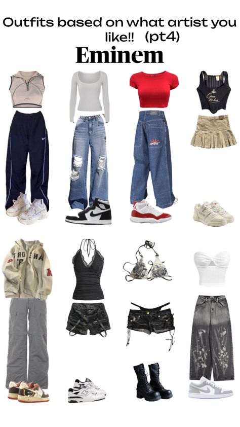 Which artist should I do next #outfitinspo #swiftie #eminem #eminemaesthetic #outfitideas #fashion Eminem Style, Rap Clothes, Rap Concert Outfit, 2000s Outfit, 2000s Clothes, Famous Outfits, Outfit Inspo Casual, Fashionista Clothes, Easy Trendy Outfits