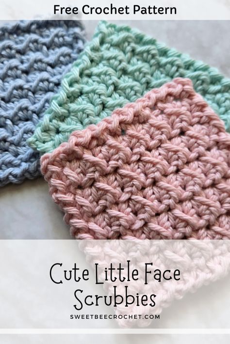 Crochet Face Scrubbies - Sweet Bee Crochet Lightweight Crochet Scarf, Scrubby Yarn Patterns, Scrubby Yarn Crochet Patterns, Scrubby Yarn Crochet, Crochet Face Scrubbies, Crochet Washcloth Free Pattern, Crochet Bathroom, Crochet Washcloth Free, Scrubbies Crochet Pattern