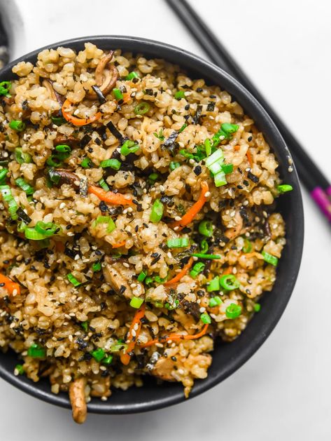 Japanese Mushroom Fried Rice | Nourish Deliciously Japanese Mushroom, Veggie Rice Bowl, Mushroom Fried Rice, Japanese Fried Rice, Fried Rice Dishes, Fried Rice Recipe Easy, Mushroom Varieties, Paleo Dishes, Mushroom Rice