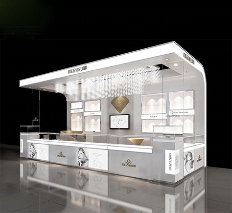 shopping mall retail jewellery shop design Kiosk Design Mall, Jewelry Kiosk Design, Jewellery Kiosk, Retail Shop Design, Jewelry Display Booth, Luxury Jewelry Shop, Event Booth Design, Jewelry Booth, Mall Kiosk