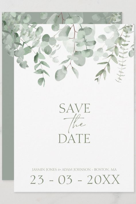 Rustic Green Foliage Eucalyptus Wedding Design, a beautiful green leaves foliage design, with rustic and botanical vibes, perfect for your greenery themed or boho wedding. Sage Green Wedding Decor, Leaf Arrangements, Green Wedding Decor, Green Font, Green Weddings, Foliage Design, Eucalyptus Wedding Invitation, Sage Green Wedding, Eucalyptus Wedding