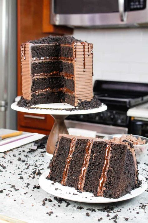 Blackout Cake, Chocolate Layer Cake Recipe, Chocolate Ganache Frosting, Milk Chocolate Ganache, Ganache Frosting, Layer Cake Recipes, Moist Cake, Cake Layers, Chocolate Layer Cake