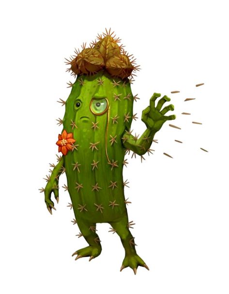 Pathfinder Leshy Art, Plant Character Design Male, Cactus Character Design, Leshy Pathfinder, Cactus Monster, Cactus Character, Plant Person, Plant Monster, Pathfinder 2e