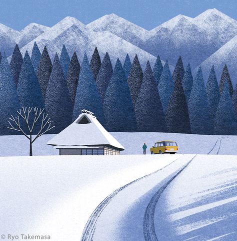 NON February 2021 on Behance Ryo Takemasa, Destination Marketing, Story Books Illustrations, Mountain Illustration, Winter Illustration, Cover Illustration, Winter Images, Digital Landscape, Pulp Art