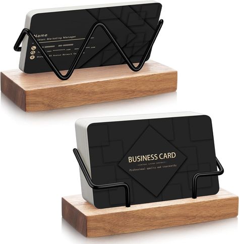 Amazon.com : Amyhill 2 Pieces Wood Business Card Holder for Desk Wooden Business Card Display Stand Postcard Holder for Office Home Desktop (Wood Color, Gold) : Office Products Business Card Holder Diy, Business Card Display, Card Display Stand, Postcard Holder, Card Holder Diy, Wood Business Card Holder, Wood Business Card, Wooden Business Card, Business Card Displays