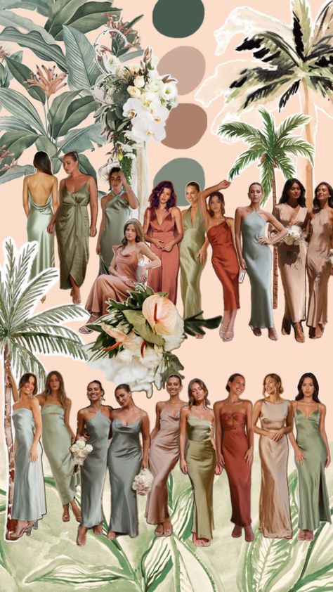 Bridesmaid Dress vibe Beach Wedding Colors Schemes, Bridesmaid Color Scheme, Bridal Party Color Schemes, Wedding Brides Maid, Bridesmaid Color, Wedding Theme Color Schemes, Beach Wedding Bridesmaid Dresses, Bridal Parties Colors, Tropical Wedding Theme