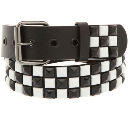 Black And White Checkered Pyramid Stud Belt | Hot Topic ($20) ❤ liked on Polyvore featuring accessories, belts, jewelry, hot topic, pyramid stud belt, black and white belt and checkered belt Scene Belt, Moodboard Pictures, Checkered Belt, Scene Clothes, Stud Belt, Hot Topic Clothes, Mha Dr, Emo Clothes, Scene Outfits