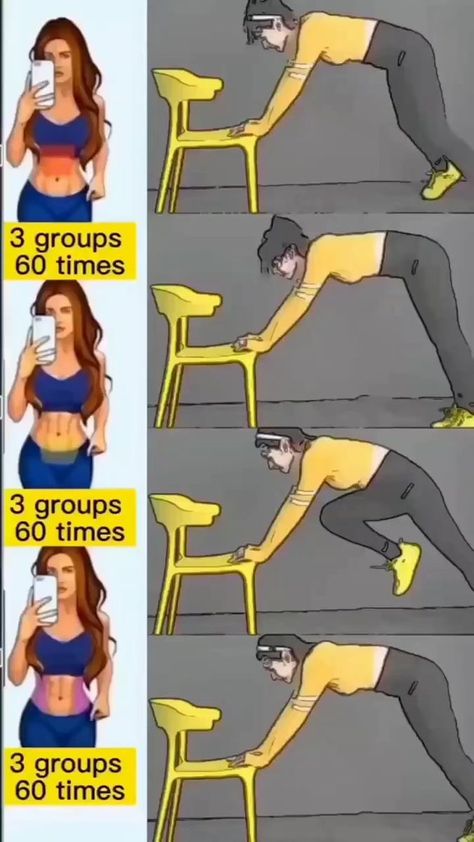 Chair Exercises, Workout Without Gym, Bodyweight Workout Beginner, Weight Workout Plan, Gymnastics Workout, Trening Pilates, Gym Workout For Beginners, Belly Fat Workout, Belly Workout