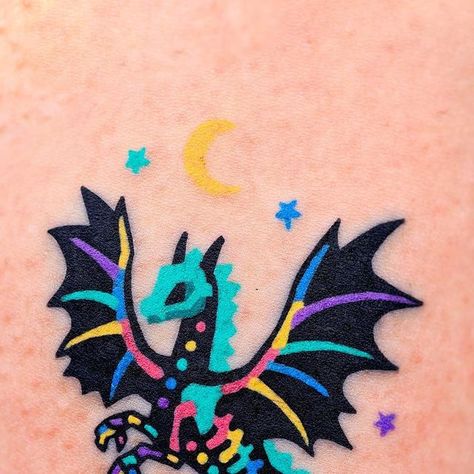 Rainbow Dragon Tattoo, Skeleton Dragon Tattoo, Rainbow Skeleton, Dragon Skeleton, Rainbow Dragon, Skeleton Tattoos, Handpoke Tattoo, Amazing Tattoos, Hand Poke