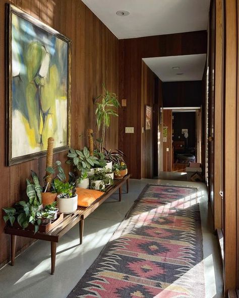 Mcm Entryway, Wood Paneling Living Room, 1970s House, 1970s Decor, Apartment Entryway, 1970s Home, Wood Panel Walls, Updating House, Mid Century Decor