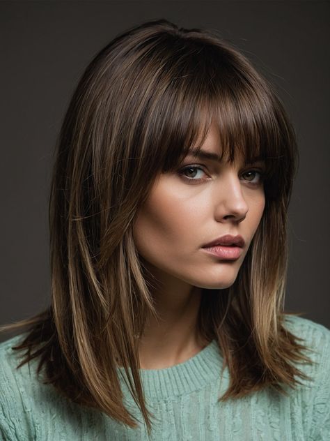 Mid Length Hair With Layers Brunette, Textured Lob With Bangs, Medium Hair Layers, Garden Lasagna, Bob With Layers, Layers Hairstyles, Lob Hair, Lob Cut, Layered Thick Hair