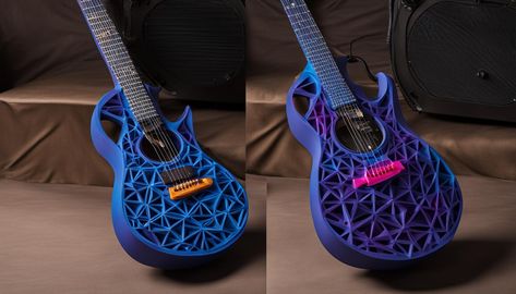 Top 9 3D Printed Guitars of 2023 3d Printed Instruments, 3d Printed Guitar, Rock Guitar, Alien Design, 3d Printing Technology, Custom Guitar, Guitar Accessories, Guitar Building, Guitar Design