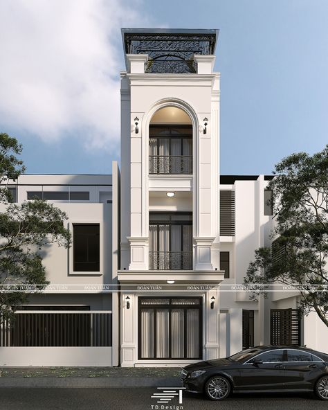 Exterior House Design Classic, New Classic House Design Exterior, Neo Classic House Design, Neo Modern Architecture, Flat House Design Exterior, Classic Modern House Facade, Neoclassical Exterior Design, Classic House Facade Design, New Classic Exterior Villa