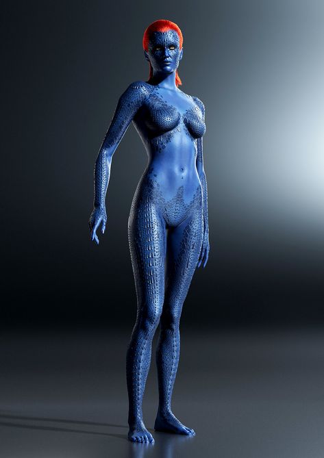 Mystique Jennifer Lawrence, Jennifer Lawrence X Men, X Men Mystique, Mystique Costume, Female Body Paintings, Gal Gadot Wonder Woman, Wolverine Marvel, Lois Lane, Comic Book Heroes