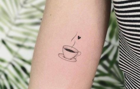 Coffee Cup Tattoo, Mother Tattoos For Children, Feminine Skull Tattoos, Cup Tattoo, Coffee Tattoo, Food Tattoos, Horoscope Tattoos, Coffee Tattoos, Flower Tattoo Shoulder