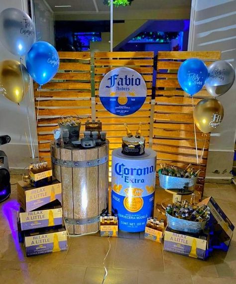 21st Birthday Backdrop Ideas For Guys, Theme Ideas For Birthday Party, Beer Themed Birthday Party, Michelob Ultra Beer, 21st Decorations, Beer Birthday Party, Birthday Cake For Husband, Cake For Husband, Beer Theme