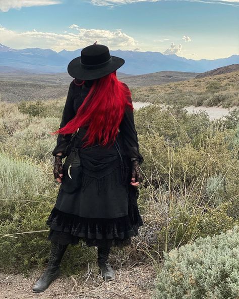 Queenie Black on Instagram: “i want to go back to one of my past lives. #westerngoth #vampiresinpolitesociety . #gothicstyle #gothaesthetic #western #oldwest #boots…” Southwestern Gothic, Gothic Western, Goth Cowboy, Polite Society, Past Lives, My Past, Season Of The Witch, Goth Aesthetic, Old West